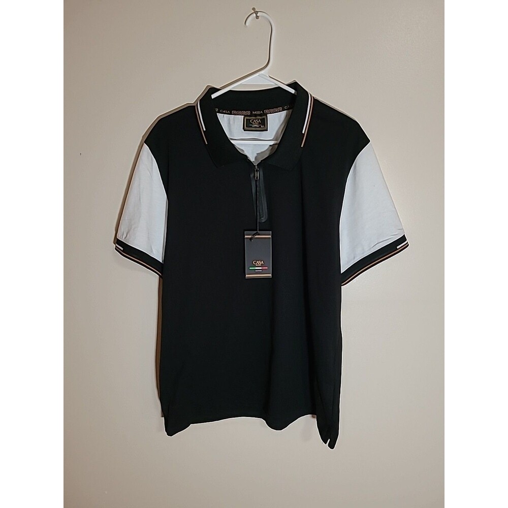 Casa Moda Couture Polo Shirt Mens Black/White Extra Large (AA6)